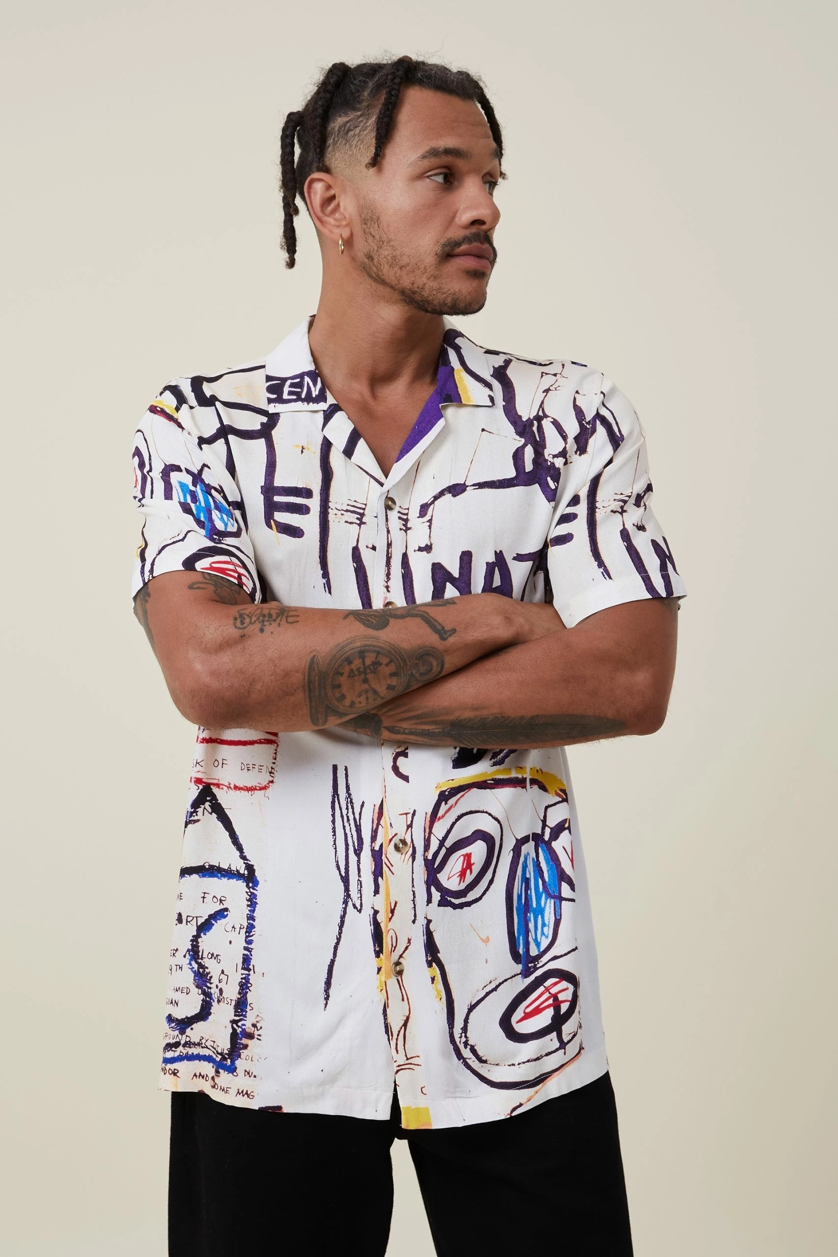 Cotton On Men Basquiat Short Sleeve Shirt