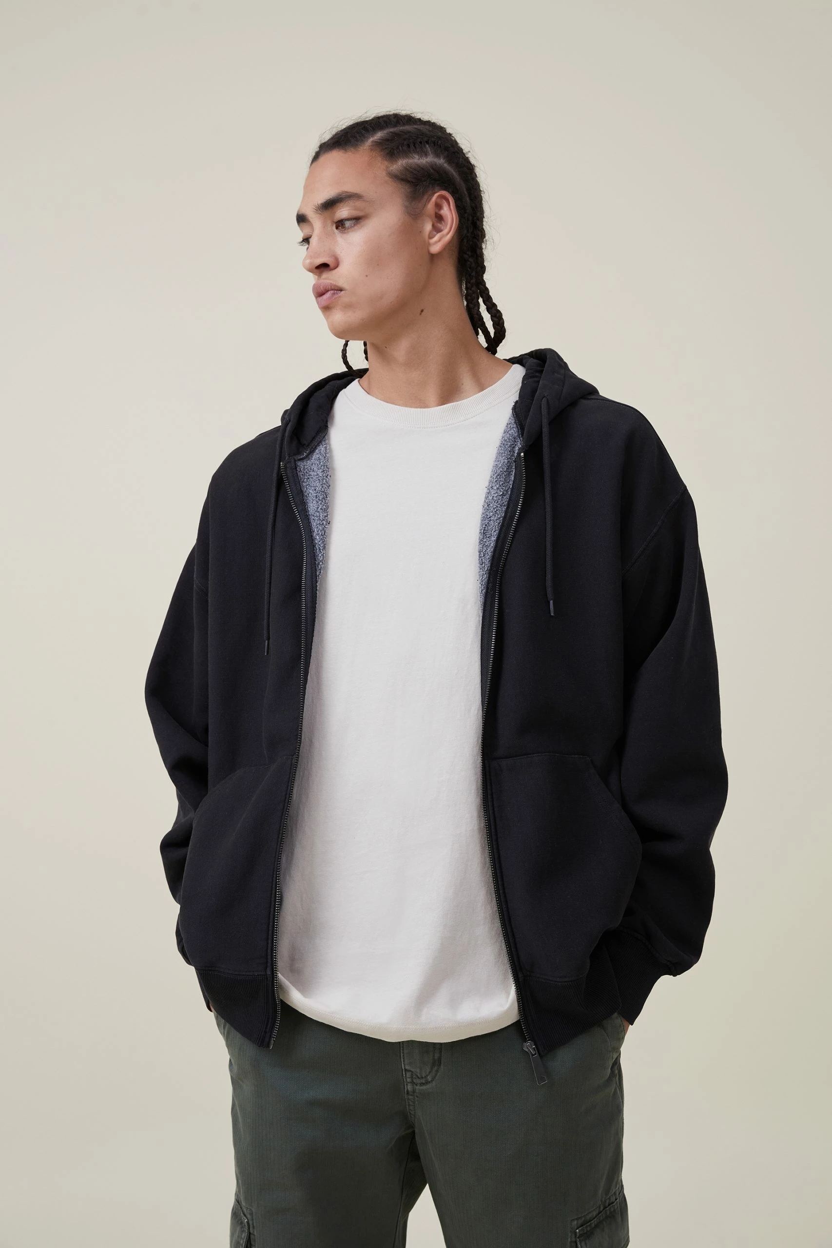 Cotton On Men Oversized Zip Up Hoodie